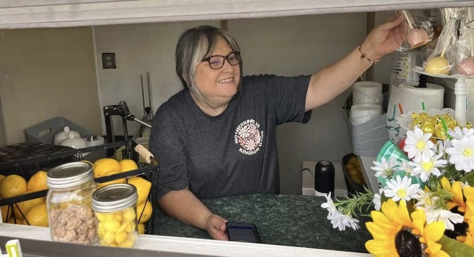 Serving window with jars of lemons